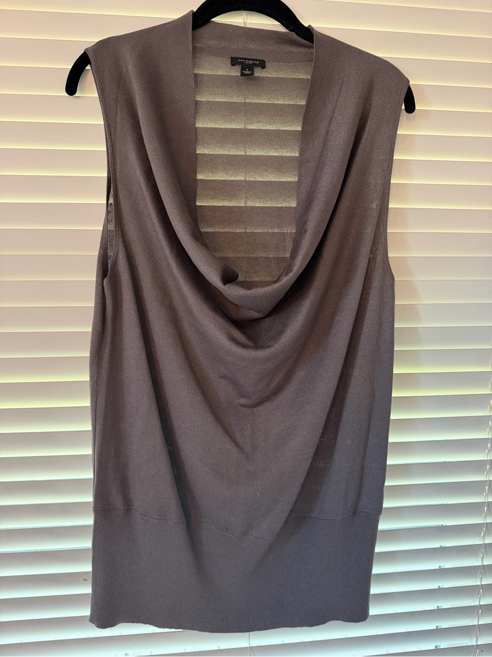 Ann Taylor Sleeveless Cowl Neck Dress in Taupe